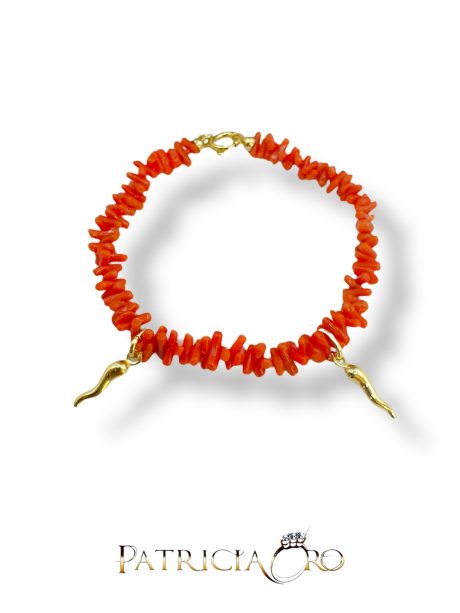 Bracciale Corallo Corno Portafortuna in Argento 925