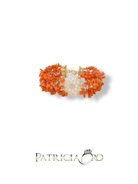 Bracciale Perle Corallo Sciacca 3 Fili Argento 925