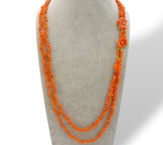 Splendida Collana Corallo Sciacca Fiore di Patricia Oro Creations, un gioiello made in italy di alta gioielleria.