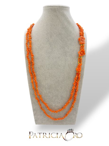 Collana Corallo Sciacca Fiore in Oro 750 e Corallo Mediterraneo