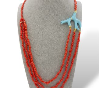 Splendida Collana Corallo Sciacca Turchese, un gioiello made in italy di Patricia Oro Creations, perfetto per un'idea regalo preziosa.
