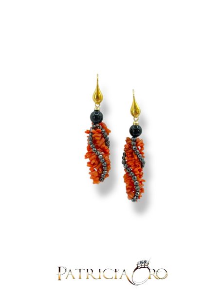 Orecchini Corallo Sciacca Torchon in Argento 925
