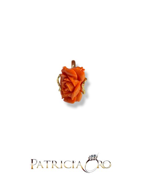 Anello Corallo Sciacca Rosa Incisa Oro 750