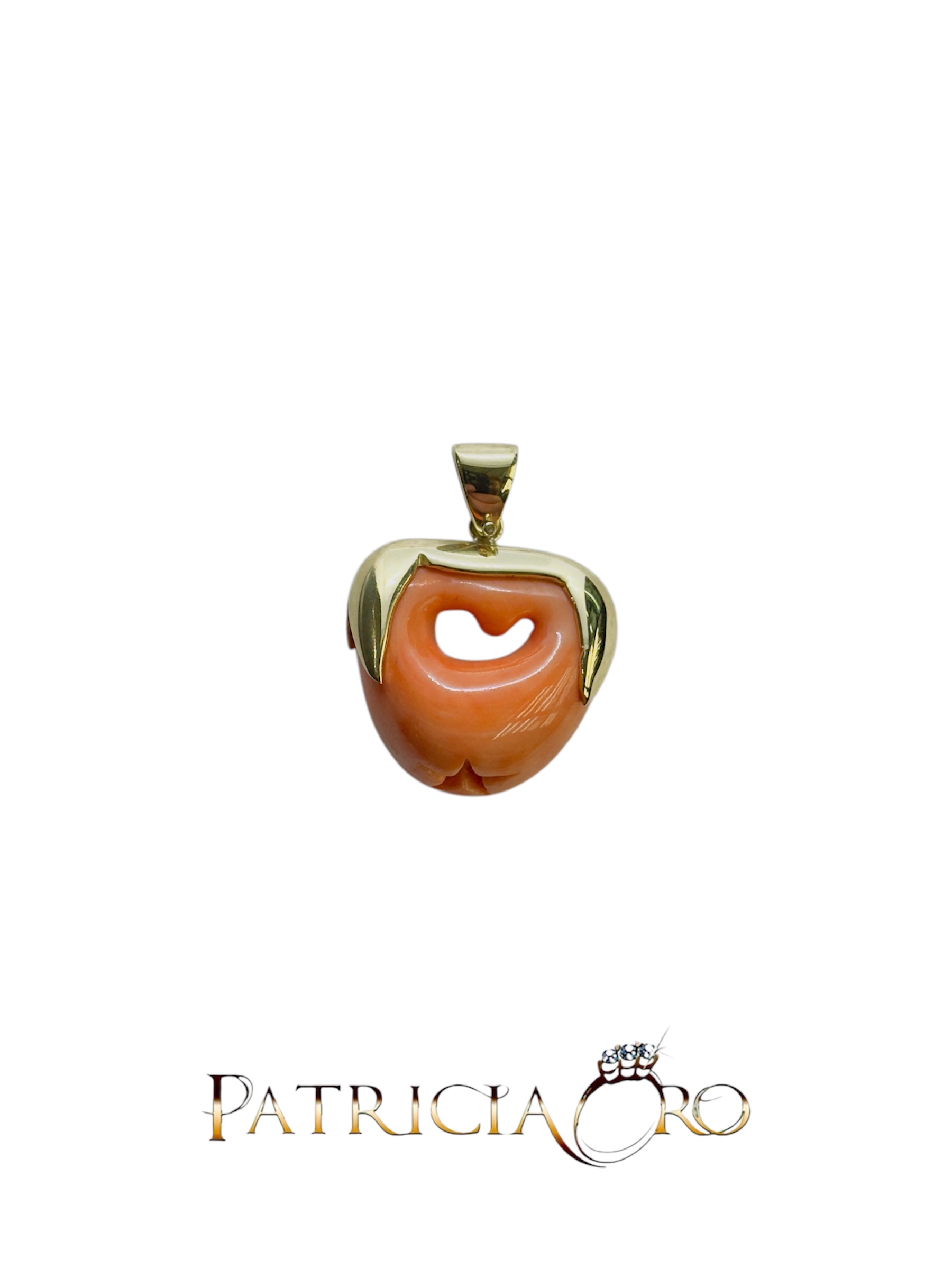 Splendido Ciondolo Cuore in Corallo Sciacca di Patricia Oro Creations, un gioiello made in italy di alta manifattura.