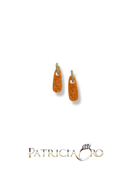 Orecchini Corallo Creole Incise Angelo in Oro 750