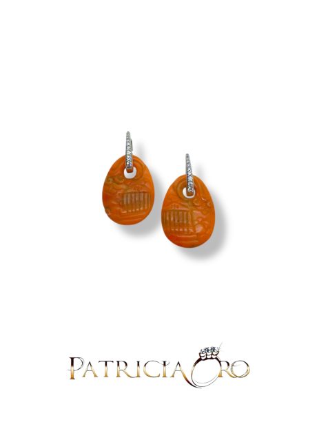 Orecchini Creole in Corallo con Angelo Templi Oro 750