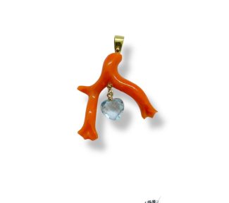 Ramo Corallo Sciacca e Topazio: un gioiello made in Italy di Patricia Oro Creations, perfetto per un regalo prezioso.