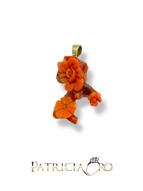 Ramo Pendente Corallo Sciacca in Oro 9kt