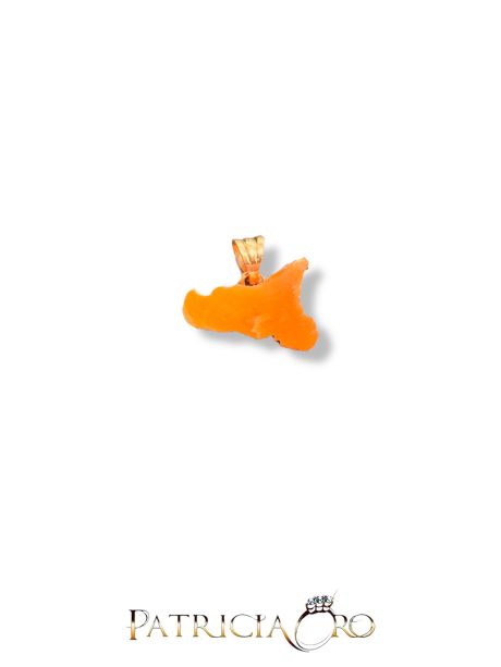 Ciondolo Sicilia in Corallo Rosso e Oro 9kt