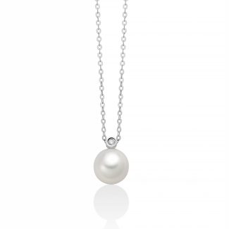 Miluna Pearl and Diamond Necklace in White Gold