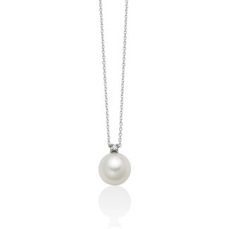 Miluna Necklace in White Gold with Pearls and Diamonds
