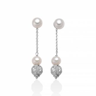 Miluna Drop Earrings in Gold and Pearls