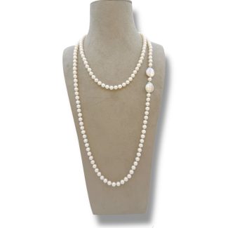 Long Fresh Water Pearl Necklace by Patricia Oro Creations