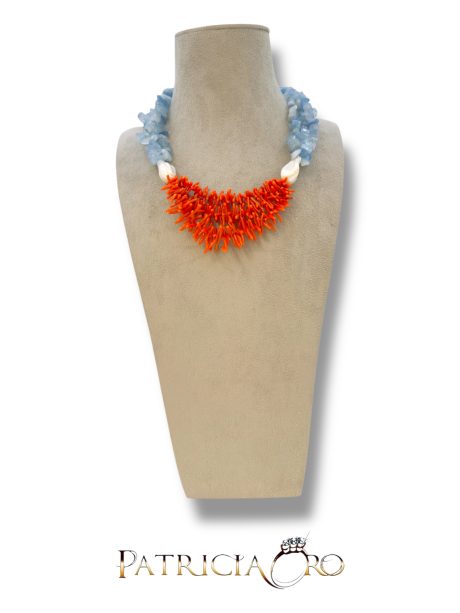 Collana con Acqua Marina, Corallo e Perle Patricia Oro Creations