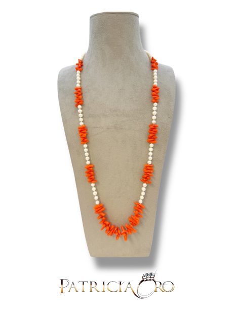 Collana Corallo e Perle Patricia Oro Creations 80 cm