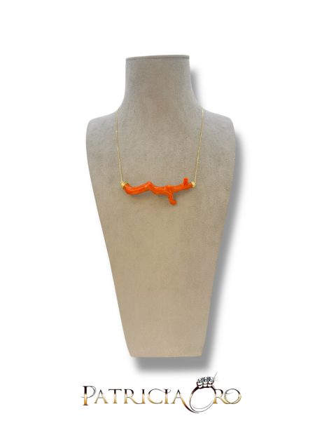 Collana Oro Giallo 18kt con Ramo Corallo Mediterraneo 47 cm
