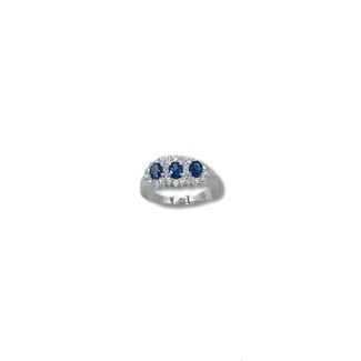 Anello trilogy zaffiro e diamanti