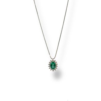 Emerald and Diamond Necklace in 18kt White Gold Davite & Delucchi