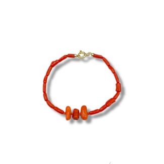 Men's Bracelet with Natural Sciacca Coral and 925 Silver Clasp