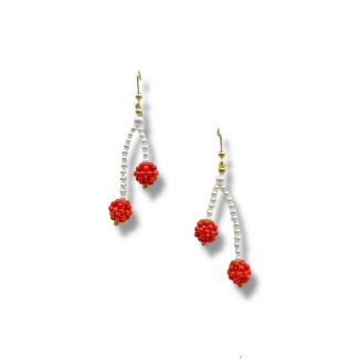 Coral and Pearl Drop Earrings in 925 Sterling Silver by Patricia Oro