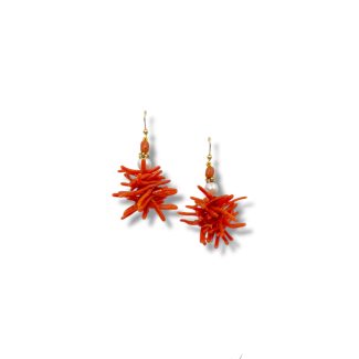 Natural Coral and Pearl Drop Earrings in 925 Silver