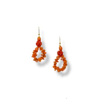 Natural Coral 925 Sterling Silver Drop Earrings