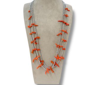 Collana donna con Corallo naturale e Ematite