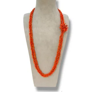 Sciacca Coral Necklace with Cupolini and Fringes