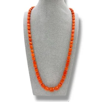 Faceted Sciacca Coral Barrel Necklace in 18kt Gold