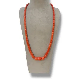 Faceted Barrel Bead Strand in Natural Sciacca Coral