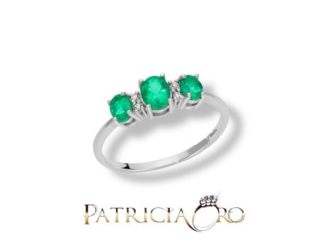 Anello Miluna Trilogy Smeraldo e Diamanti 18kt