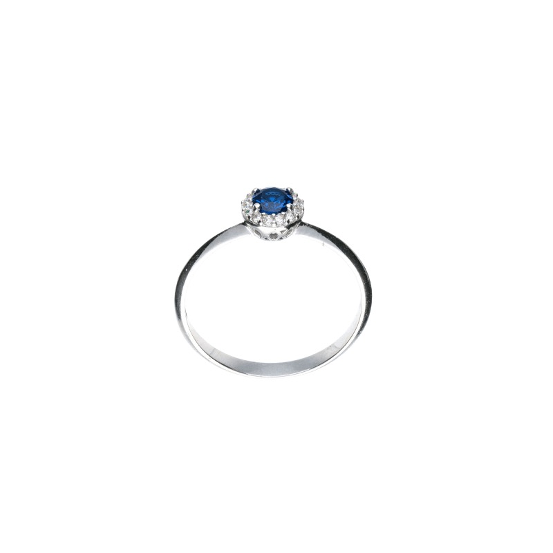 Splendido anello in oro 18k con zircone blu, un gioiello di lusso perfetto per un'occasione speciale. (Vista 2)