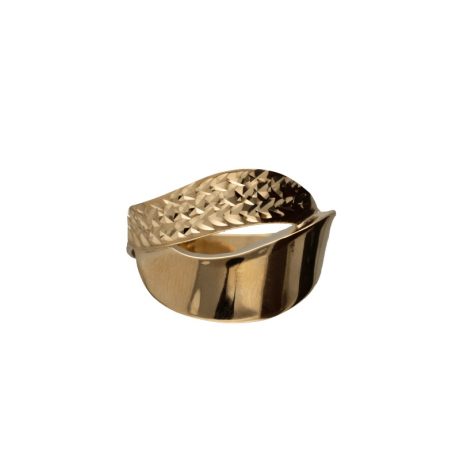 Anello in Oro Giallo 750 Finitura Lucida e Martellata