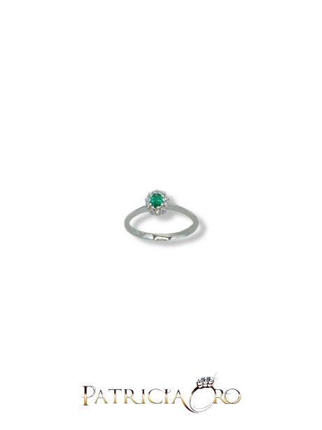 Anello Smeraldo e Diamanti in Oro Bianco 18kt Davite & Delucchi