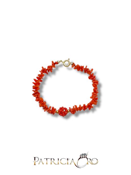 Bracciale con Corallo Sciacca Naturale e Chiusura Argento 925