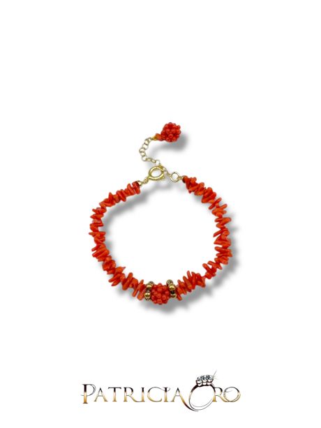 Bracciale Corallo Sciacca Naturale con Chiusura Argento 925