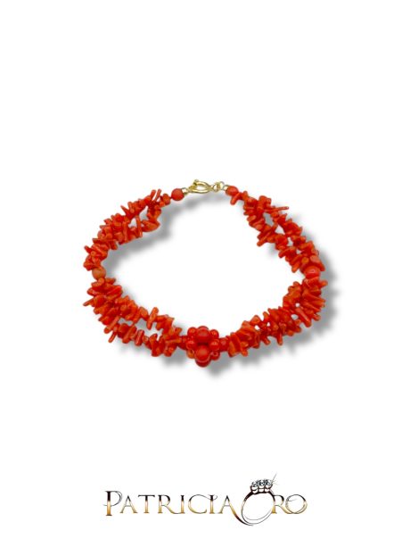 Bracciale Donna 2 Fili Corallo Naturale Sciacca Argento 925