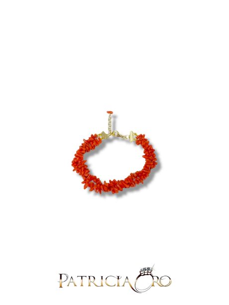 Bracciale 2 fili in Corallo di Sciacca con chiusura argento 925