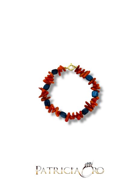 Bracciale Donna Corallo Sciacca con Iolite Patricia Oro
