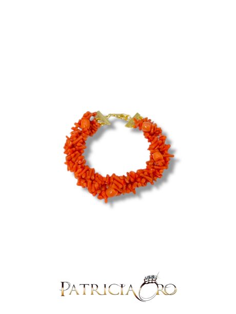 Bracciale Donna Corallo Sciacca 3 Fili con Chiusura Argento 925
