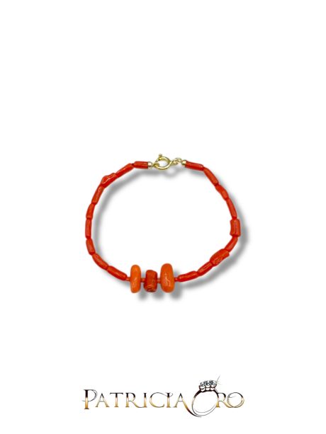 Bracciale Uomo con Corallo Sciacca Naturale e Chiusura in Argento 925