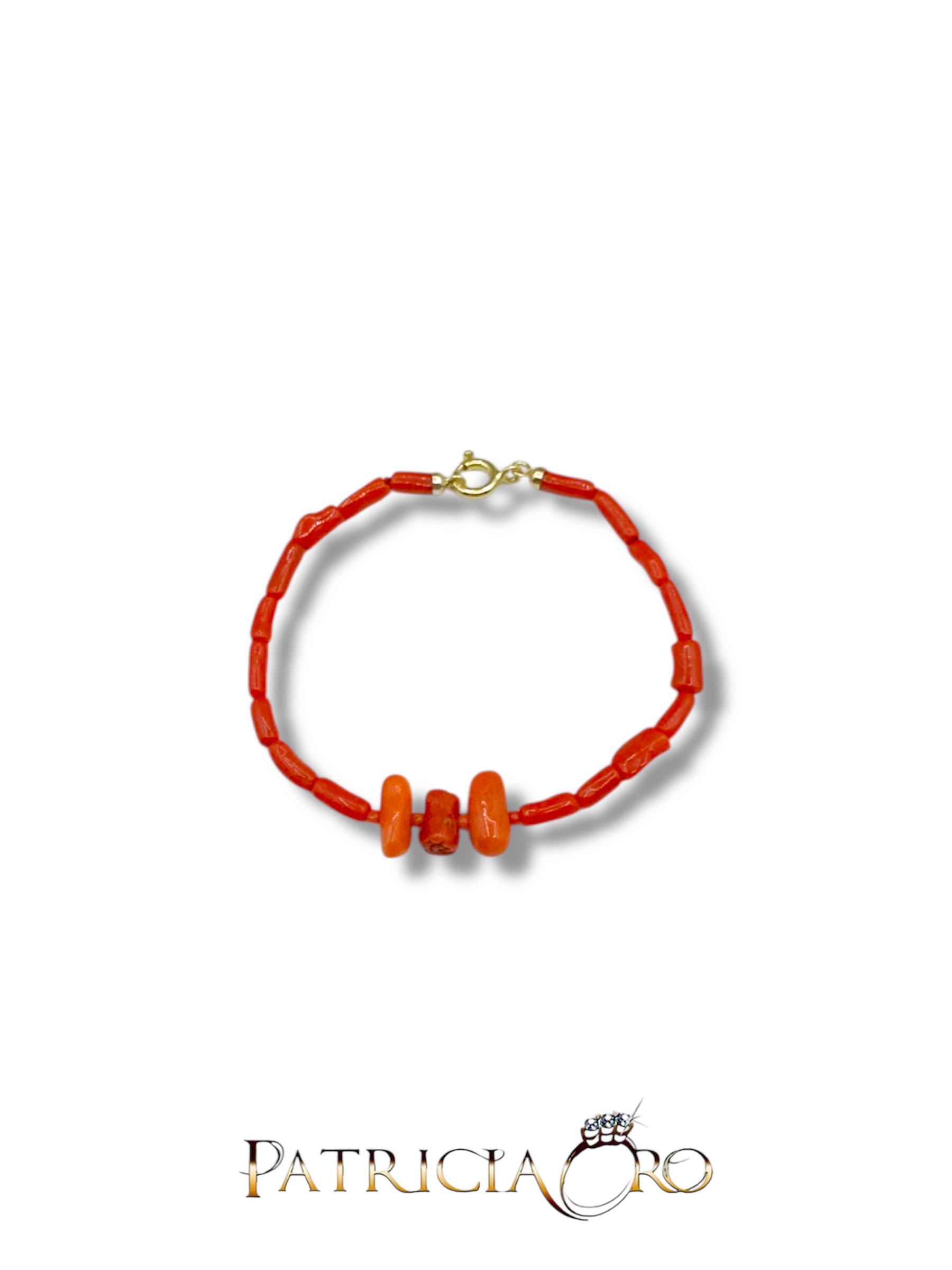 Bracciale da uomo Patricia Oro Creations con Corallo Sciacca, un gioiello made in italy di alta manifattura.