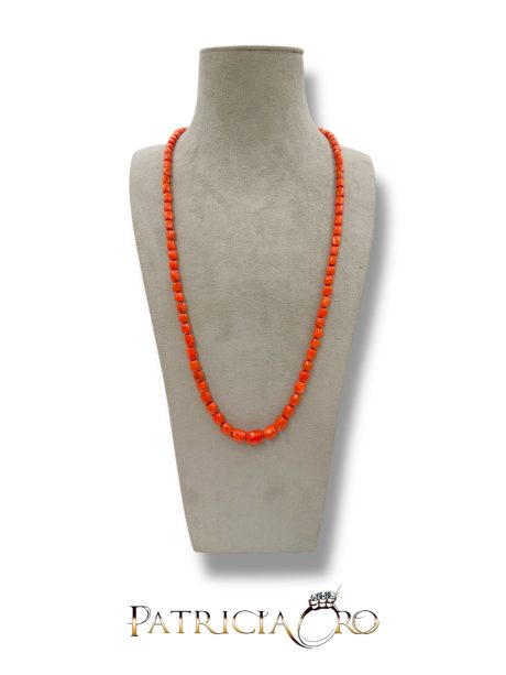 Collana Barilotti Sfaccettati Corallo Mediterraneo Oro 18k