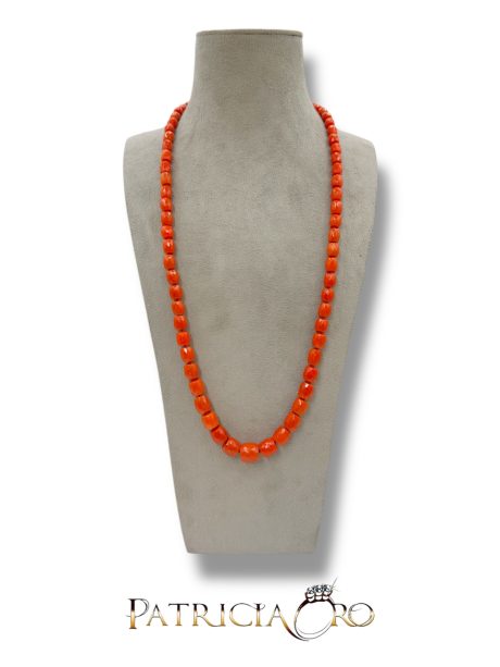 Collana Barilotti Sfaccettati Corallo Naturale Sciacca Oro 18k
