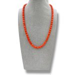 Splendida collana con barilotti sfaccettati di Corallo Sciacca, un gioiello made in italy di Patricia Oro Creations, perfetto per un'idea regalo preziosa.
