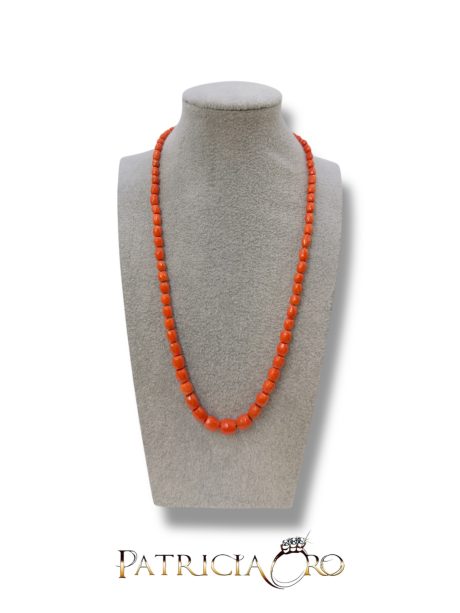 Collana Barilotti Sfaccettati Corallo Sciacca Naturale Oro 18kt
