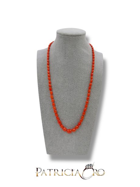 Collana Barilotti Sfaccettati Corallo Sciacca in Oro Bianco 18k