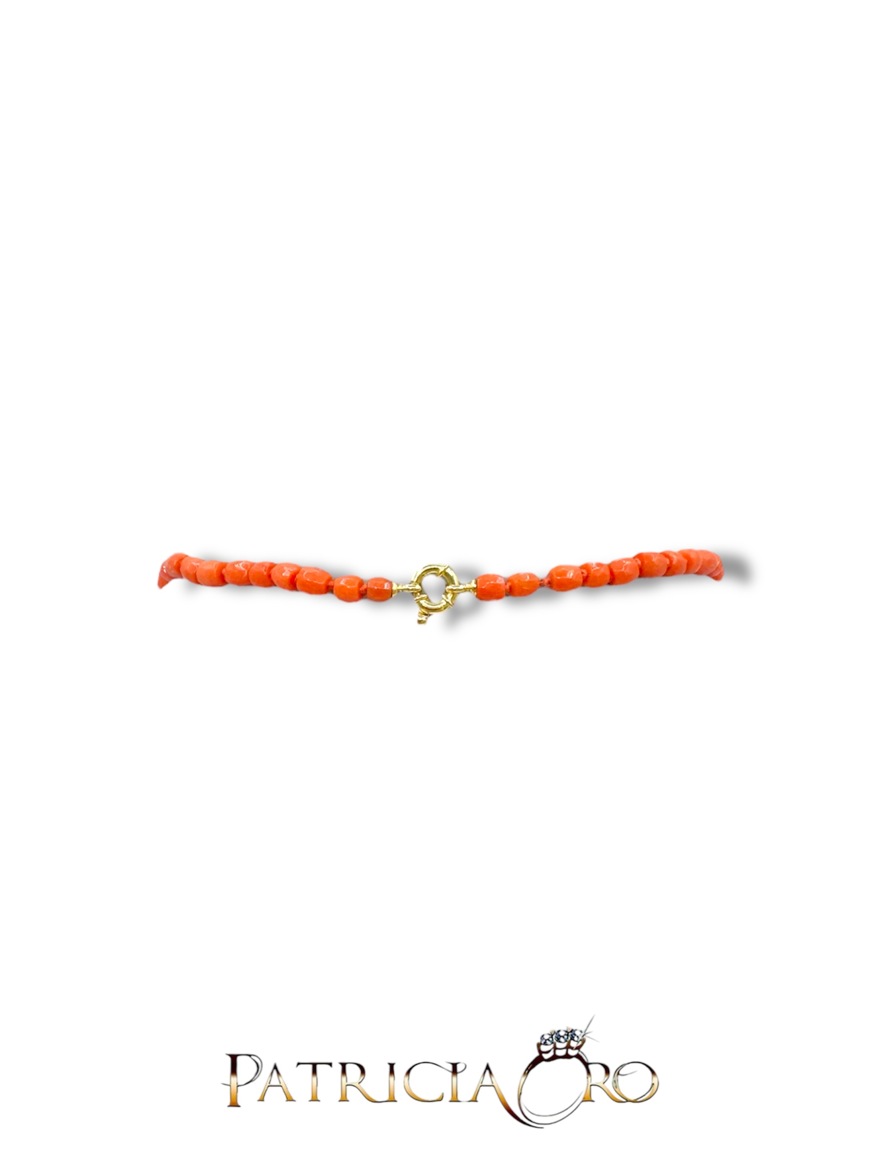 Splendida collana con barilotti sfaccettati in Corallo Sciacca, un gioiello made in italy di Patricia Oro Creations, perfetto per un'occasione speciale. (Vista 2)