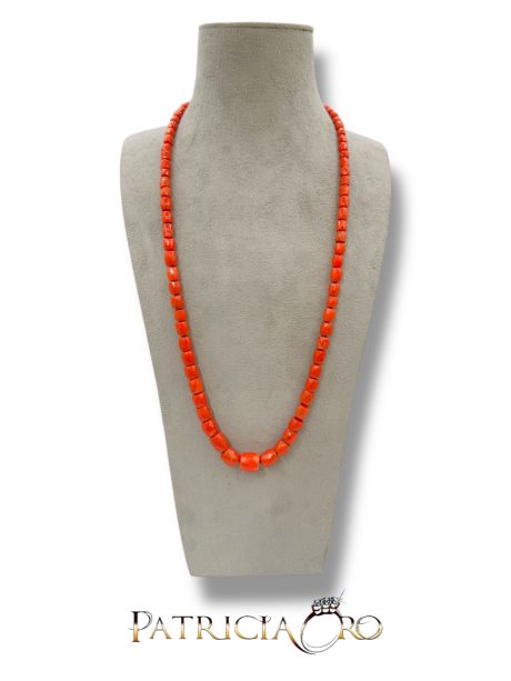 Collana Barilotti Sfaccettati in Corallo Sciacca e Oro 18k