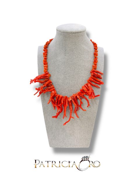 Collana Corallo Mediterraneo 46 cm con chiusura argento